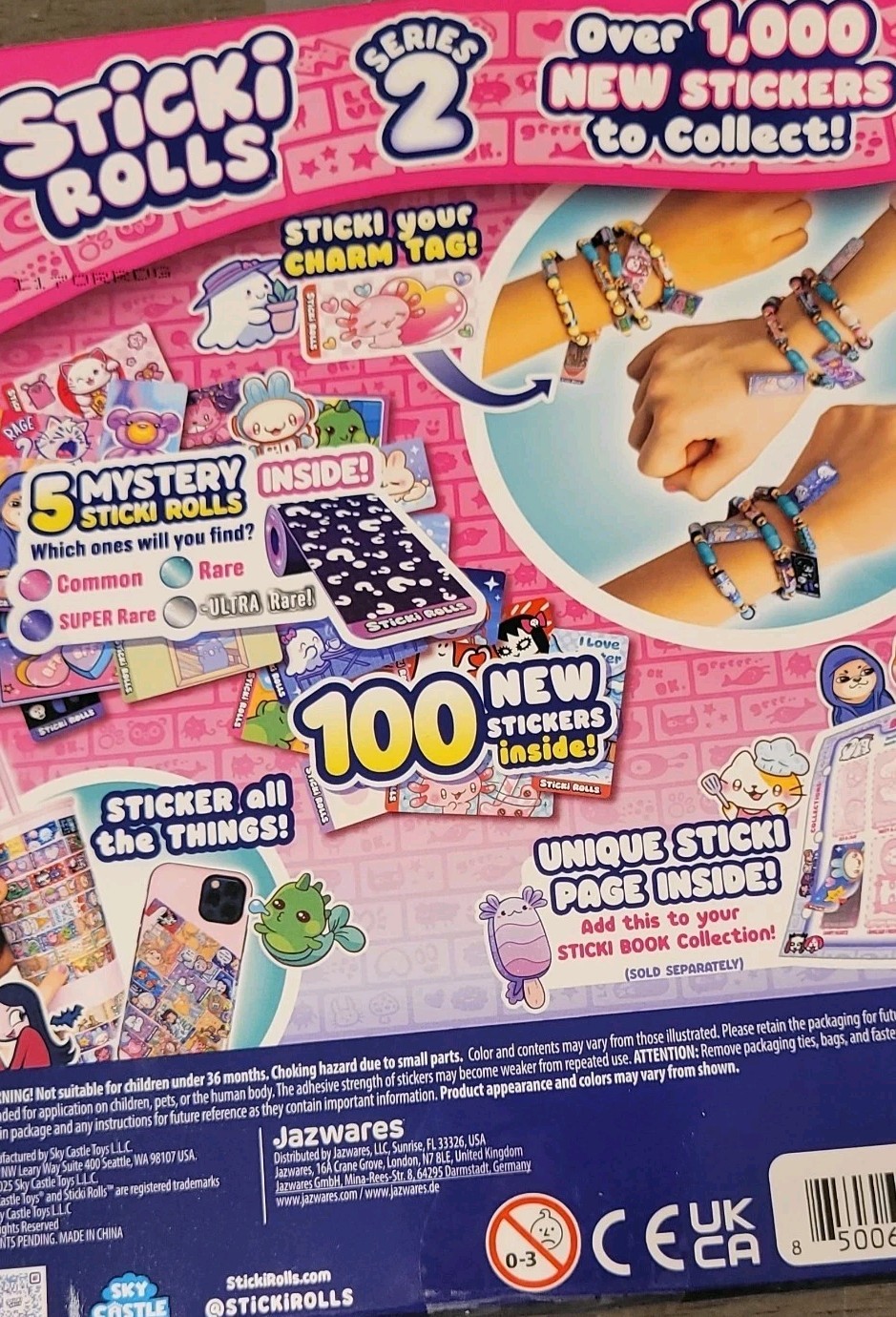 Sticki Rolls Series 2 Wearable Sticker Bracelet Pack 100 Stickers COLORS VARY