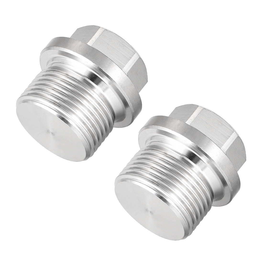 2Pcs M22 x 1.5 Male Hex Head Plug 304 Stainless Steel Solid Thread Pipe Fitting