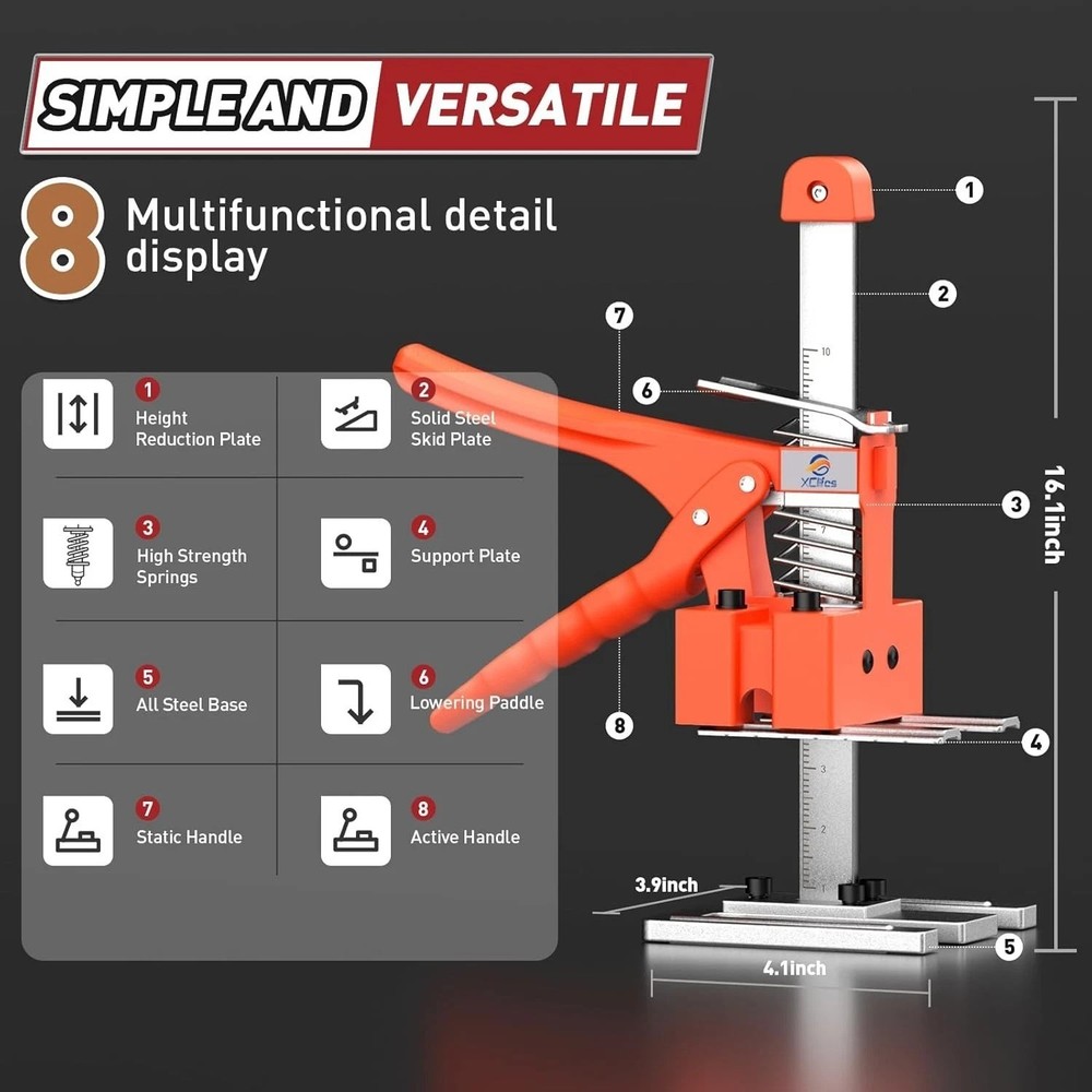 Multi-Function Labor Saving Arm Jack Handles - Tile Locator & Lifting Device Set
