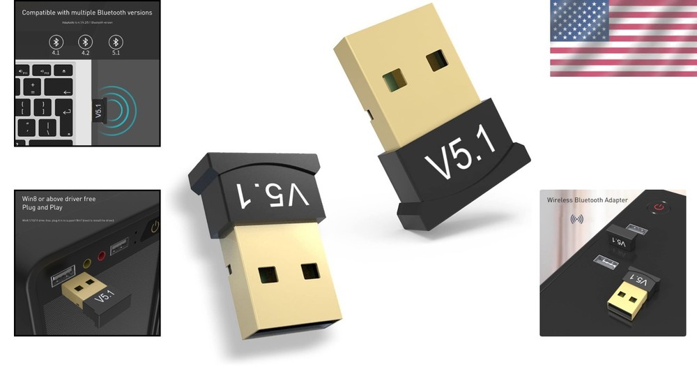 Enhanced Bluetooth 5.1 EDR USB Adapter - 2 Pack for Stable Wireless Connections