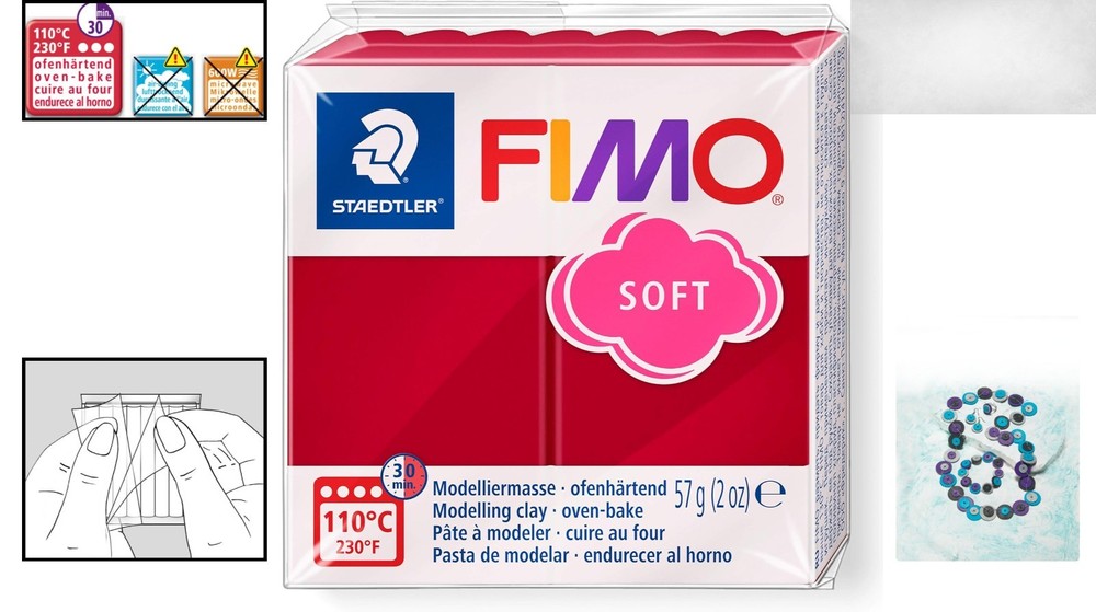 Oven-Bake FIMO Soft Polymer Clay - 57g Cherry Red for Creative Projects