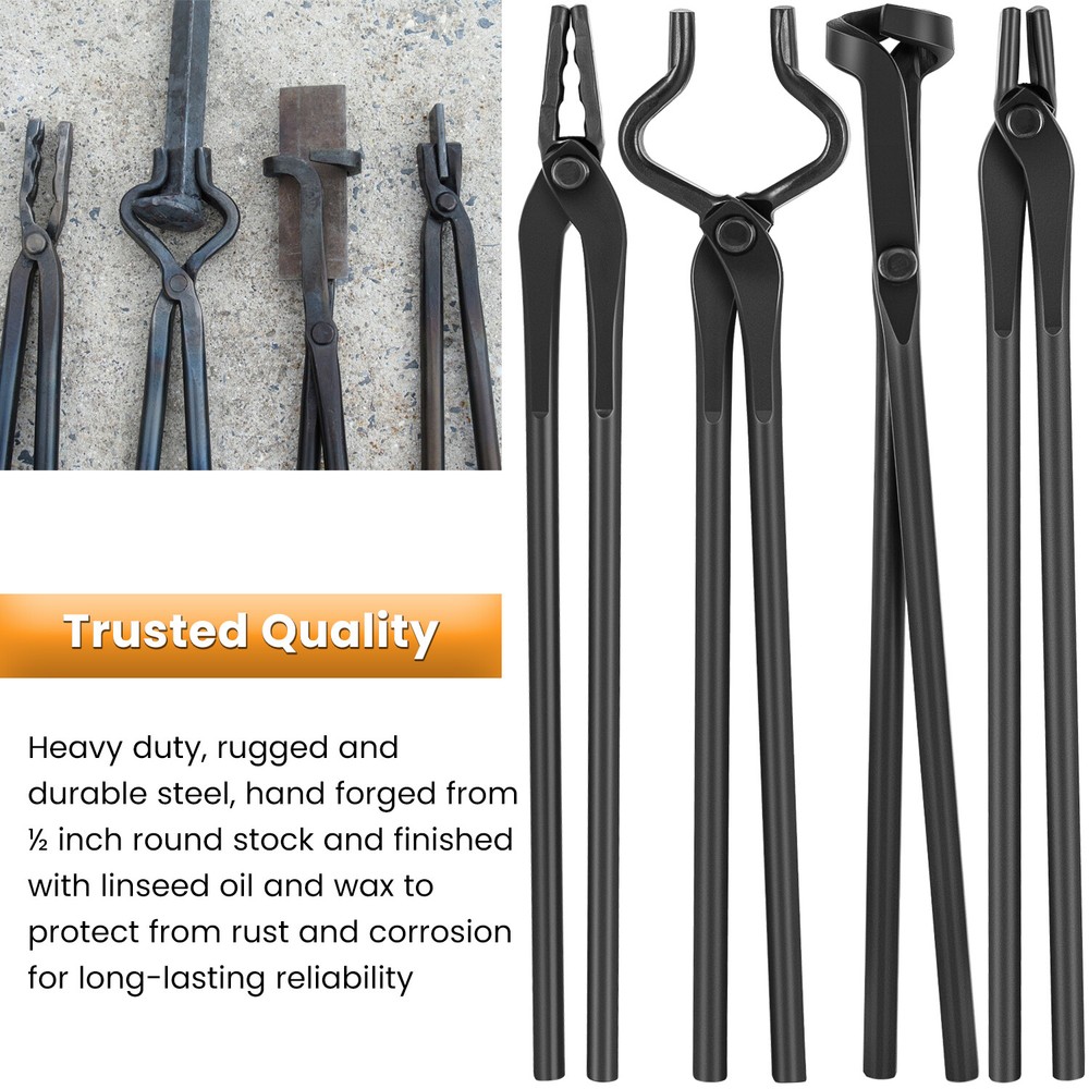 Knife Making Tong Set Blacksmith Bladesmith Anvil Vise Forge Assembled Tool 4pcs