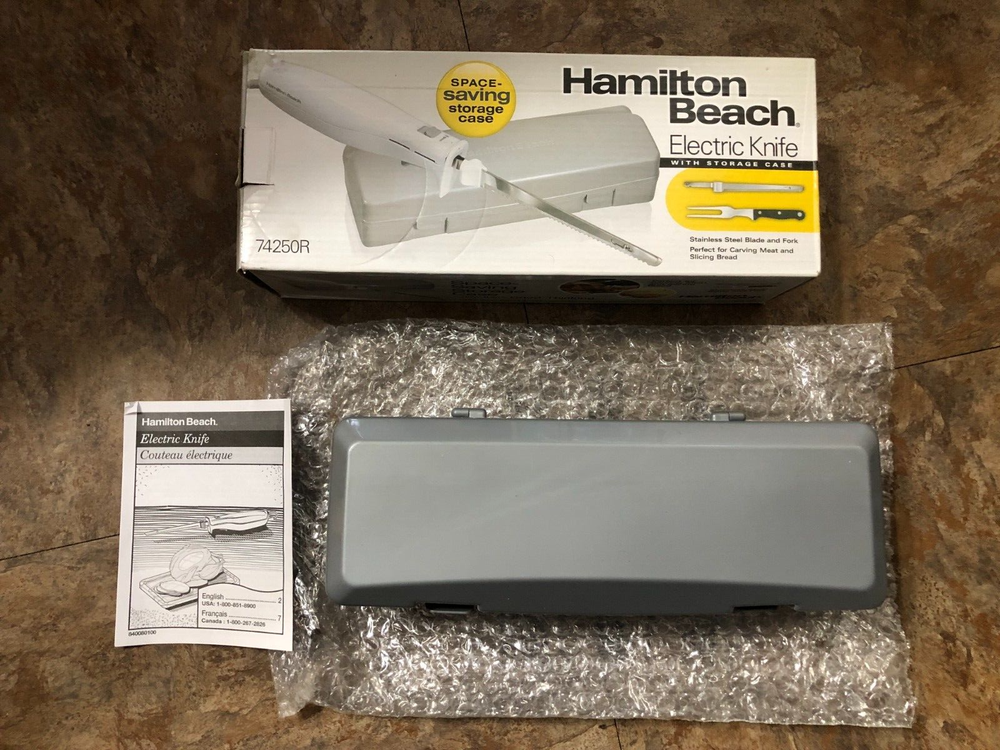 HAMILTON BEACH ELECTRIC KNIFE W/SPACE SAVING CASE – NEW!