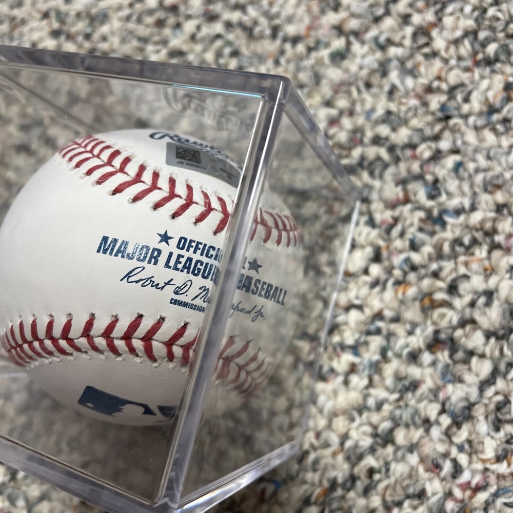 Mario Hollands Autographed Baseball MLB Authenticated With Case