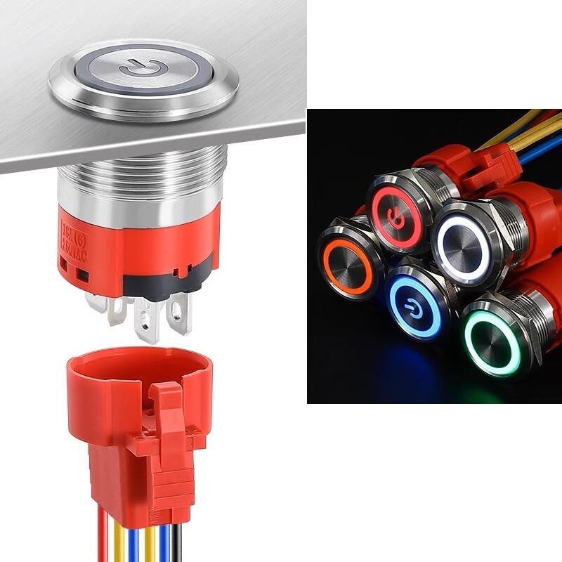 22mm 2 NO 18A High Current Waterproof IP67 High-Power Control Push Button Switch