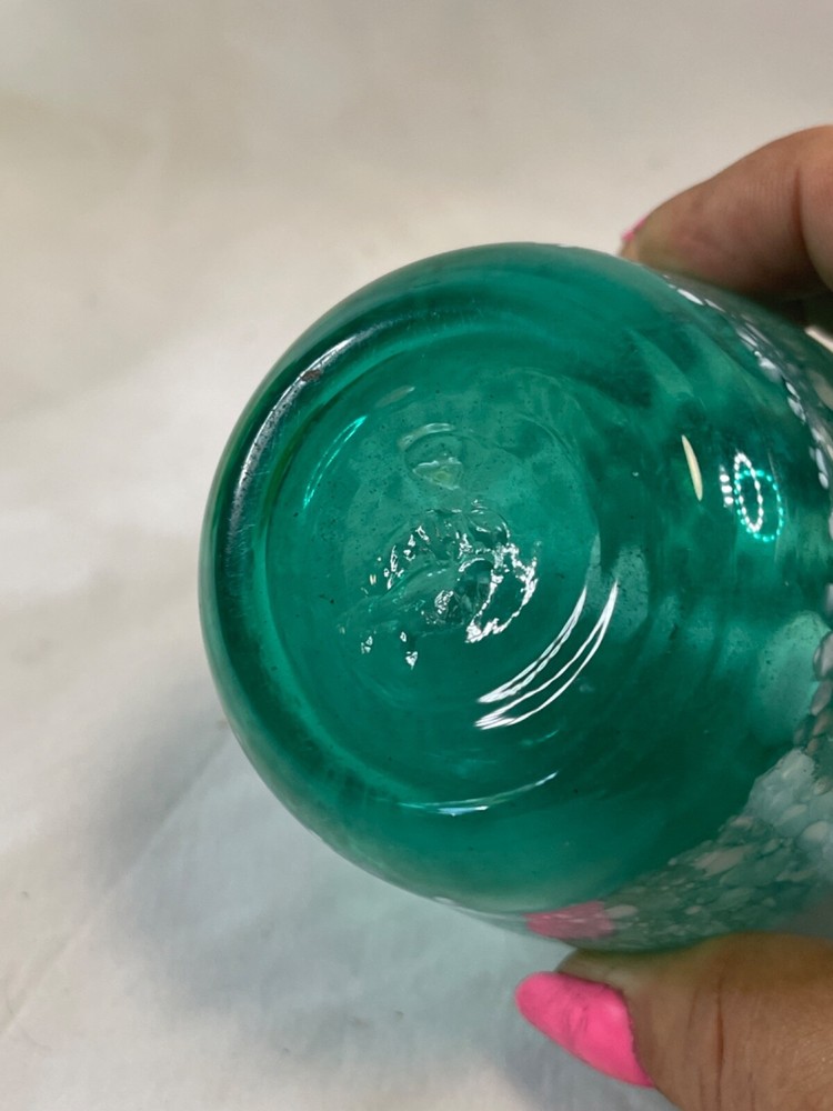 2 blown speckled bud Vases 5441