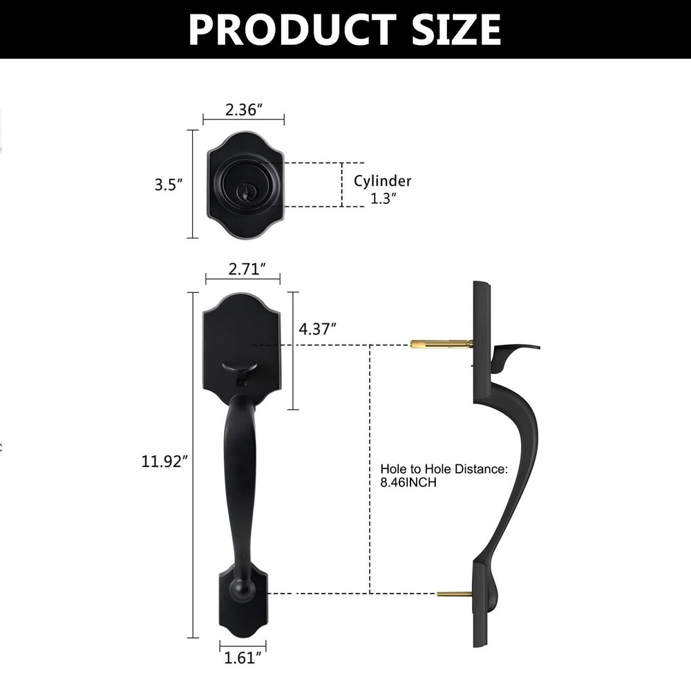 NeuType Front Door Handle, Front Door Lock Set, Door Handle Sets with Single ...