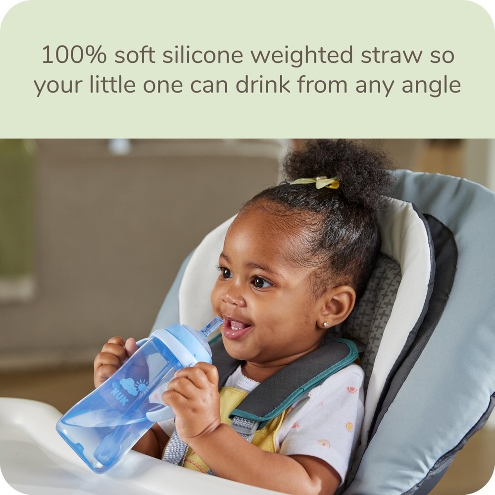 NUK Learner Cup Soft Silicone Replacement Straws, 4-Pack, 4 Pack, Clear