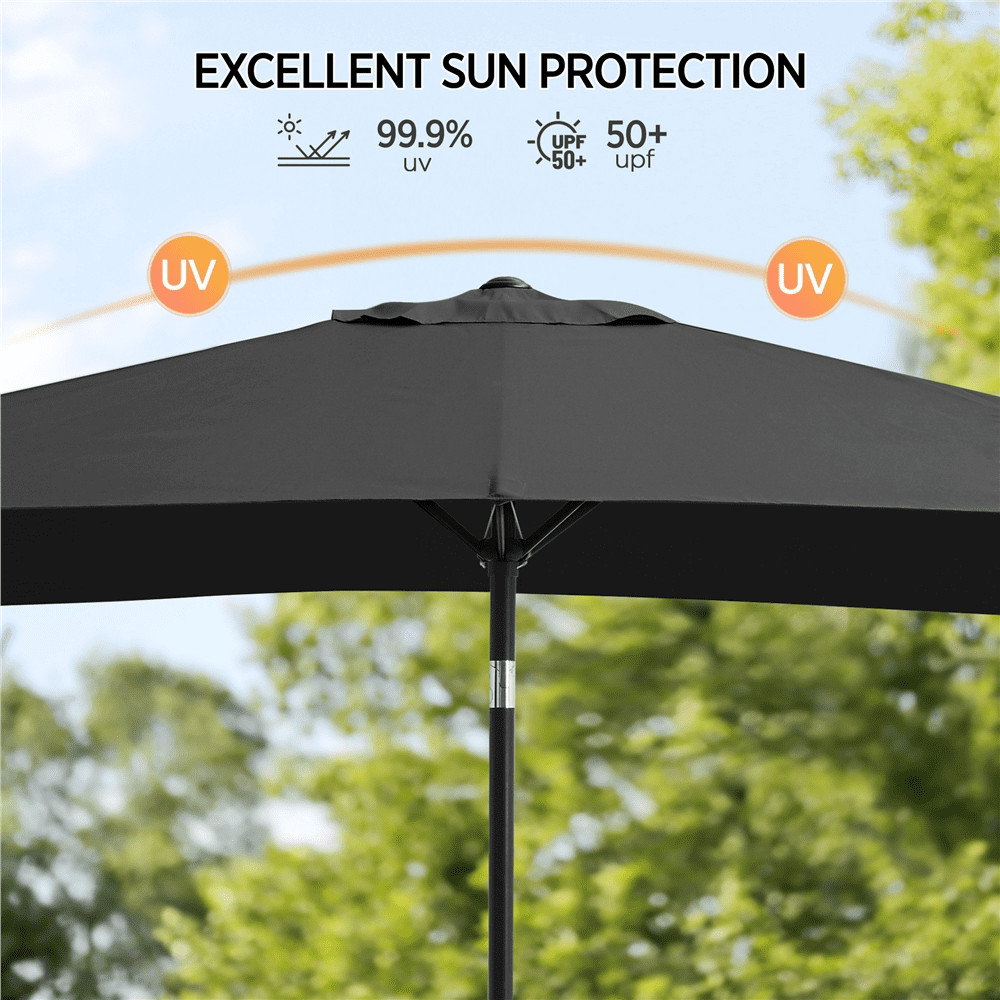 Outdoor Rectangular Patio Umbrella W/ Adjustable Canopy Black