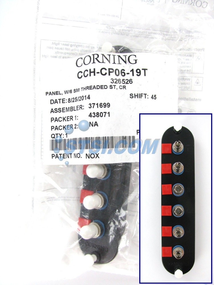 Corning CCH-CP06-19T Fiber Panel 6 ST Simplex OS2 Singlemode Adapters ~STSI