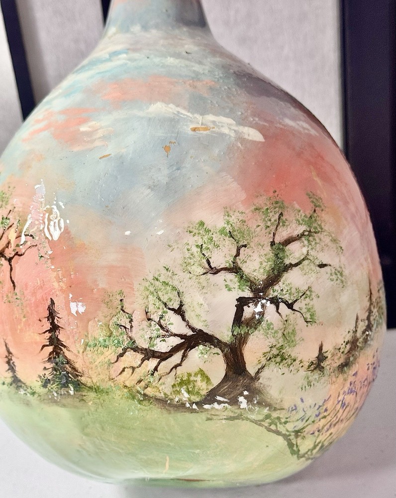 Hand painted Gourd Western Scene Signed!