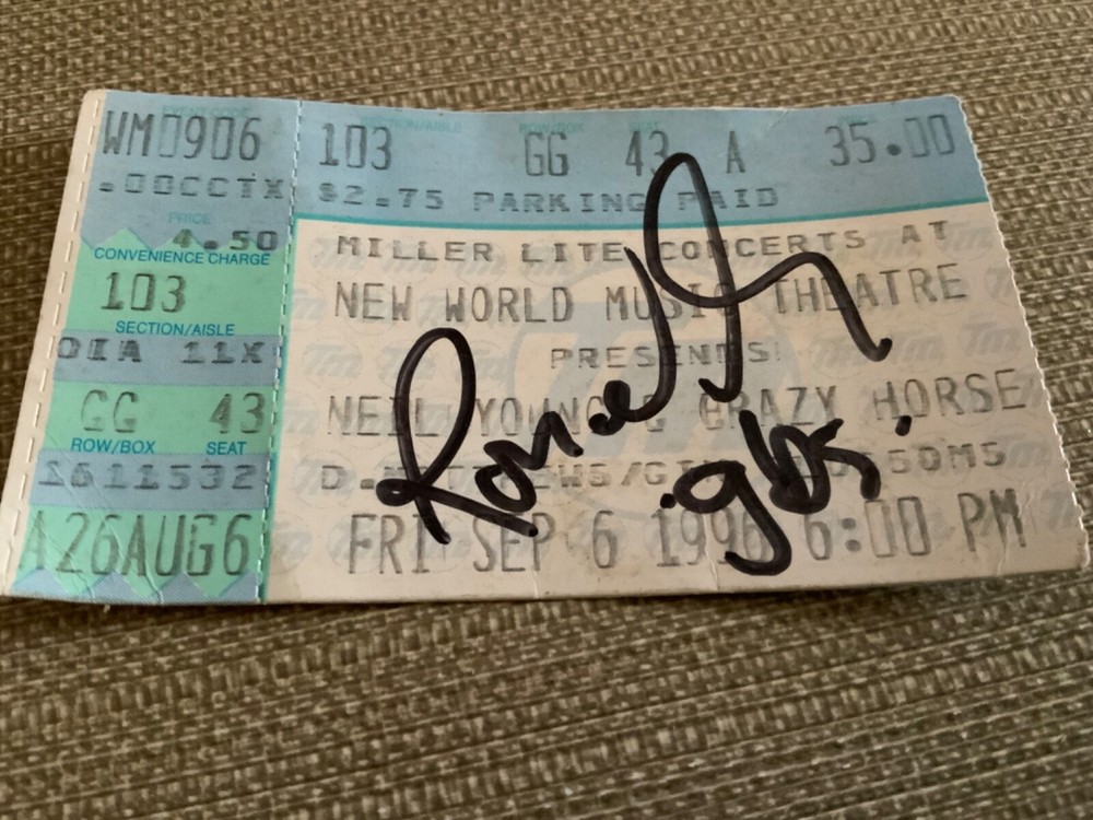 Neil Young Gin Blossom Robin Wilson Signed Concert Ticket Stub Sept 6, 1996 NWMT