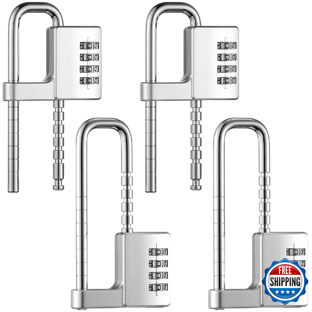 Gisafai 4-Pcs 4-Digit Combination Cabinet Lock U-Shaped Code Gym Adjustable Padl