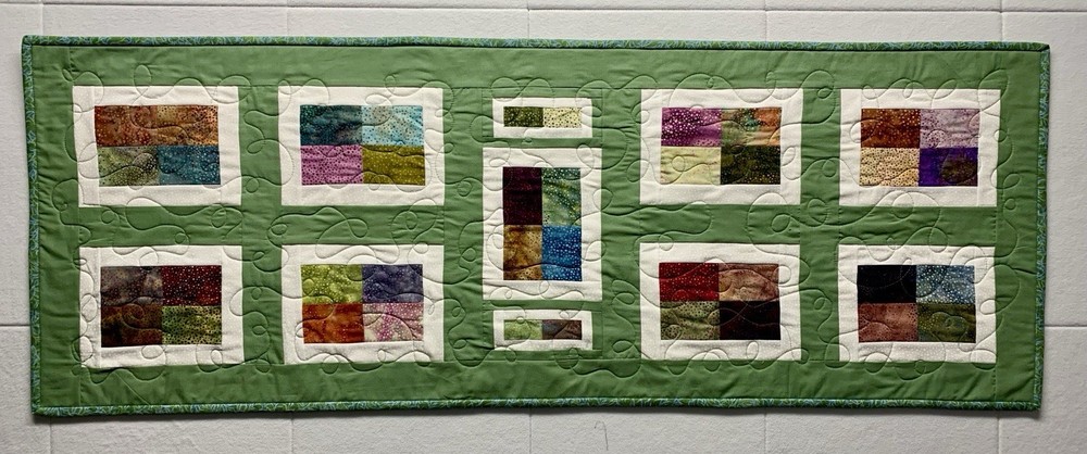 Quilted Table Runner Sage, Multi Color - Handmade - 100% Cotton (102)