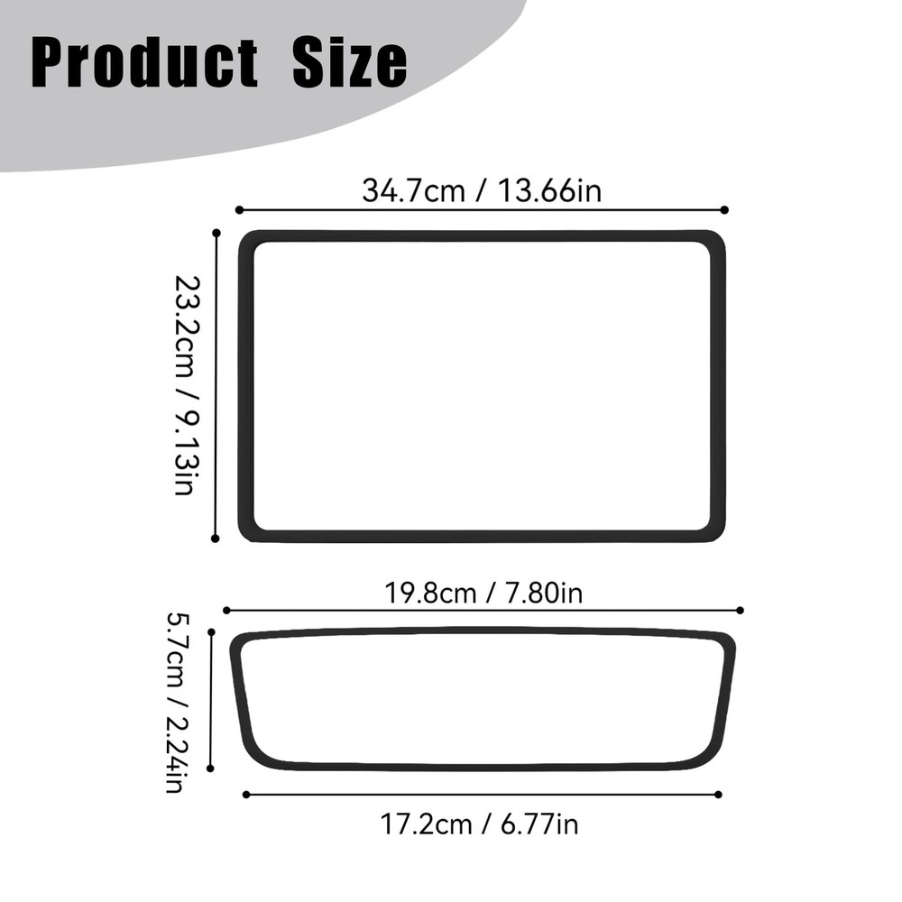 2 PCS Protector Trim Frame, Center Screen Black Mirror Cover + Screen Frame