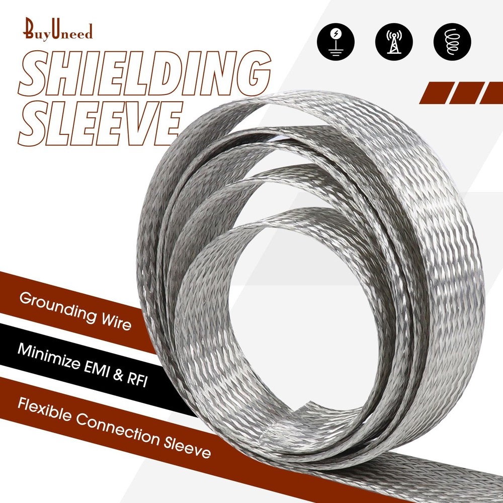 Wire Shielding Sleeve Tinned Copper Braid Ground Straps Cable Sheat... Fast Ship