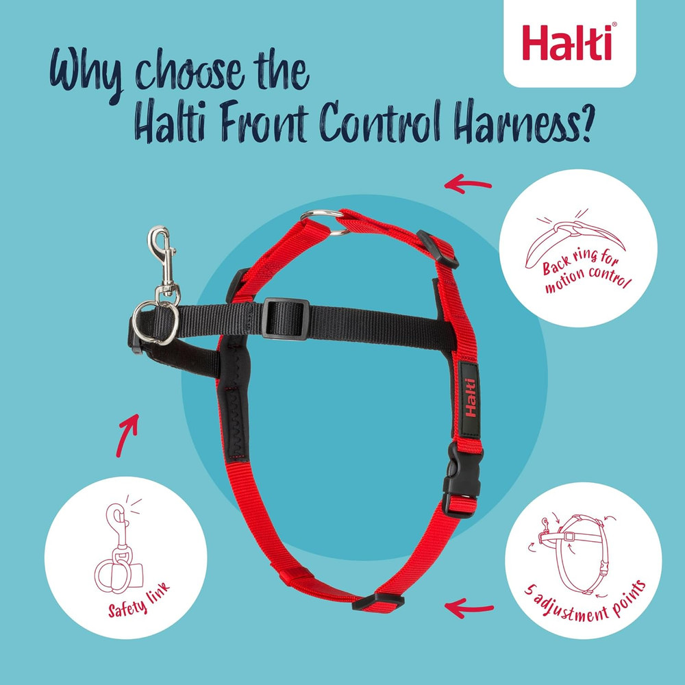Front Control Harness Size Medium & Training Leash Size Large, Black Combinatio