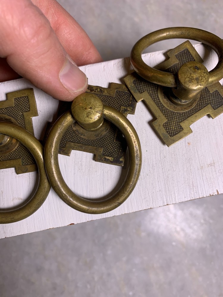 Antique Vintage Solid Brass Draw Handle Handles Pull Pulls Knob Knobs Ring Round