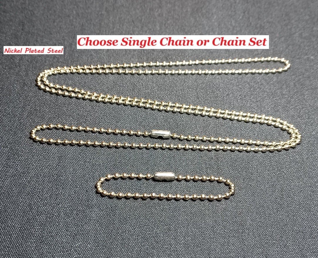 Military Army Navy Marine AF Dog Tag 2.4mm Ball Bead Chain or Chain Set FreeShip