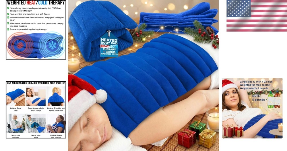 Microwaveable XL Heating Pad with Clay Beads - Extra Large Pain Relief Solution