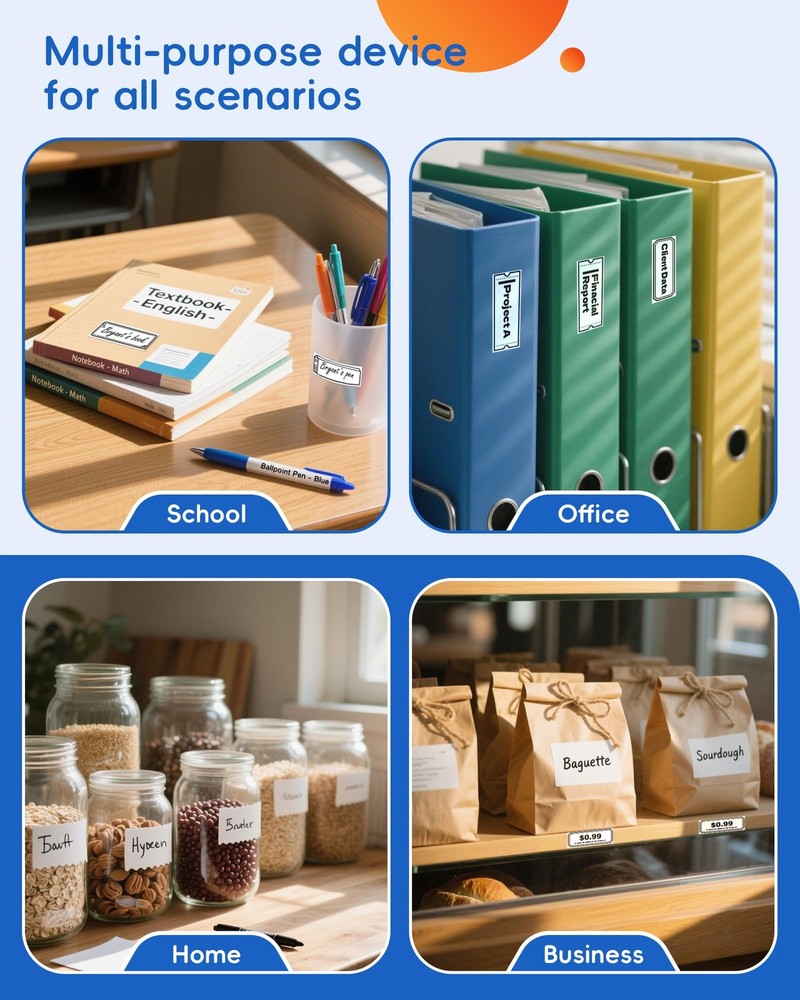 D110 Label Maker Machine with Tape, Bluetooth Mini Label Maker with Various T...