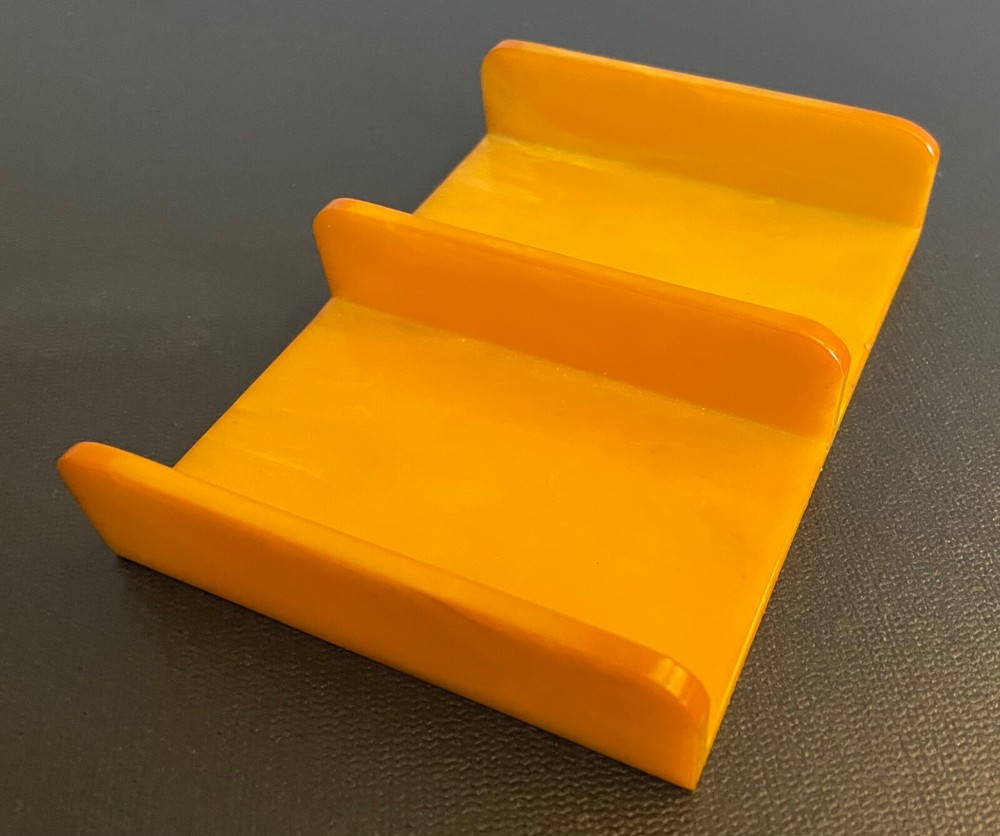 Vintage Butterscotch Bakelite Playing Card Holder Double Deck Tray