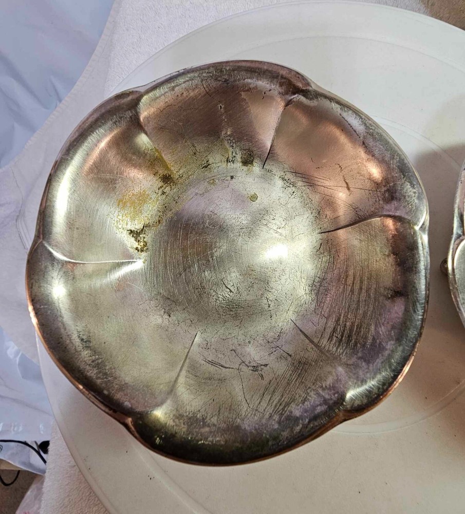 3 -WMF Ikora germany small & large footed flower shaped bowl Tarnish Silverplate