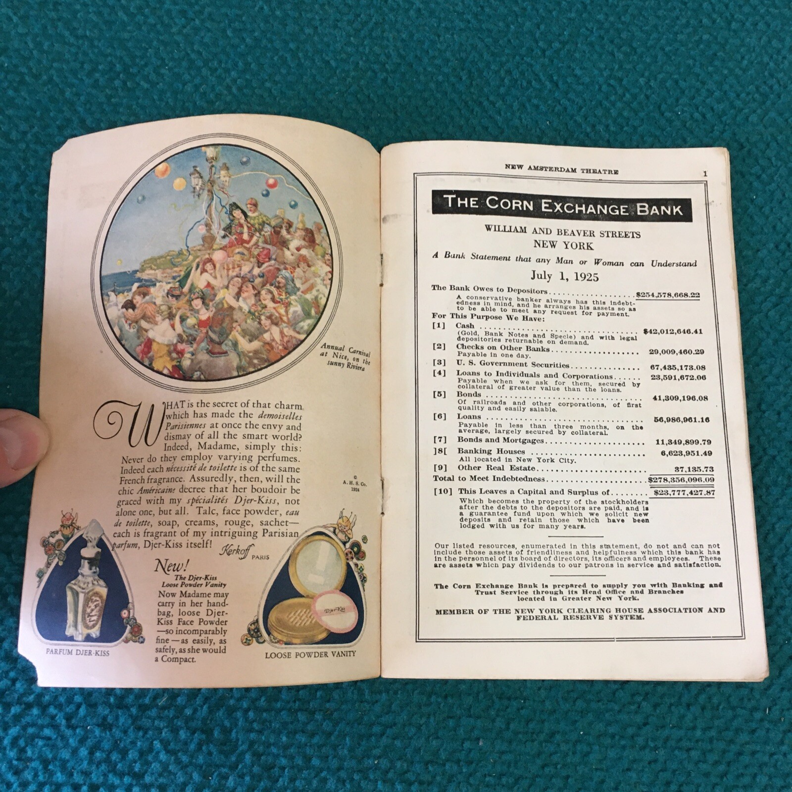 1925 Vintage : NEW AMSTERDAM THEATRE "Ziegfeld Follies" BROADWAY PLAYBILL