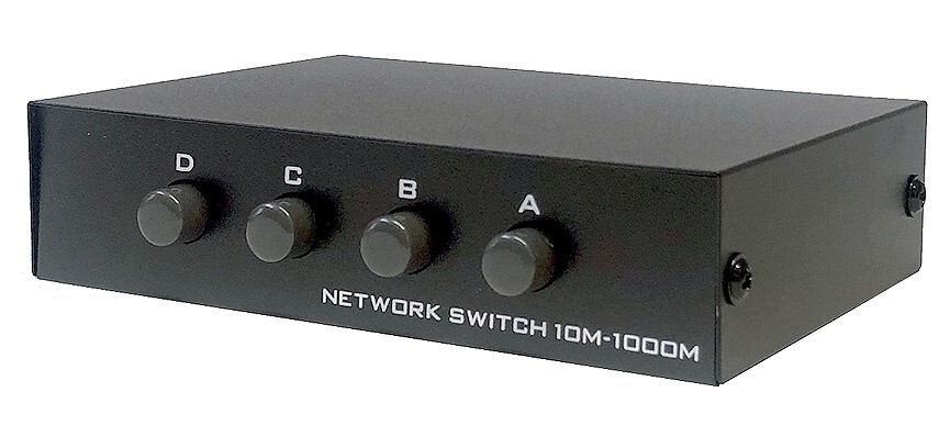Bi-Directional 4-Port Ethernet RJ45 Data Switch Network Selector Gigabit Support