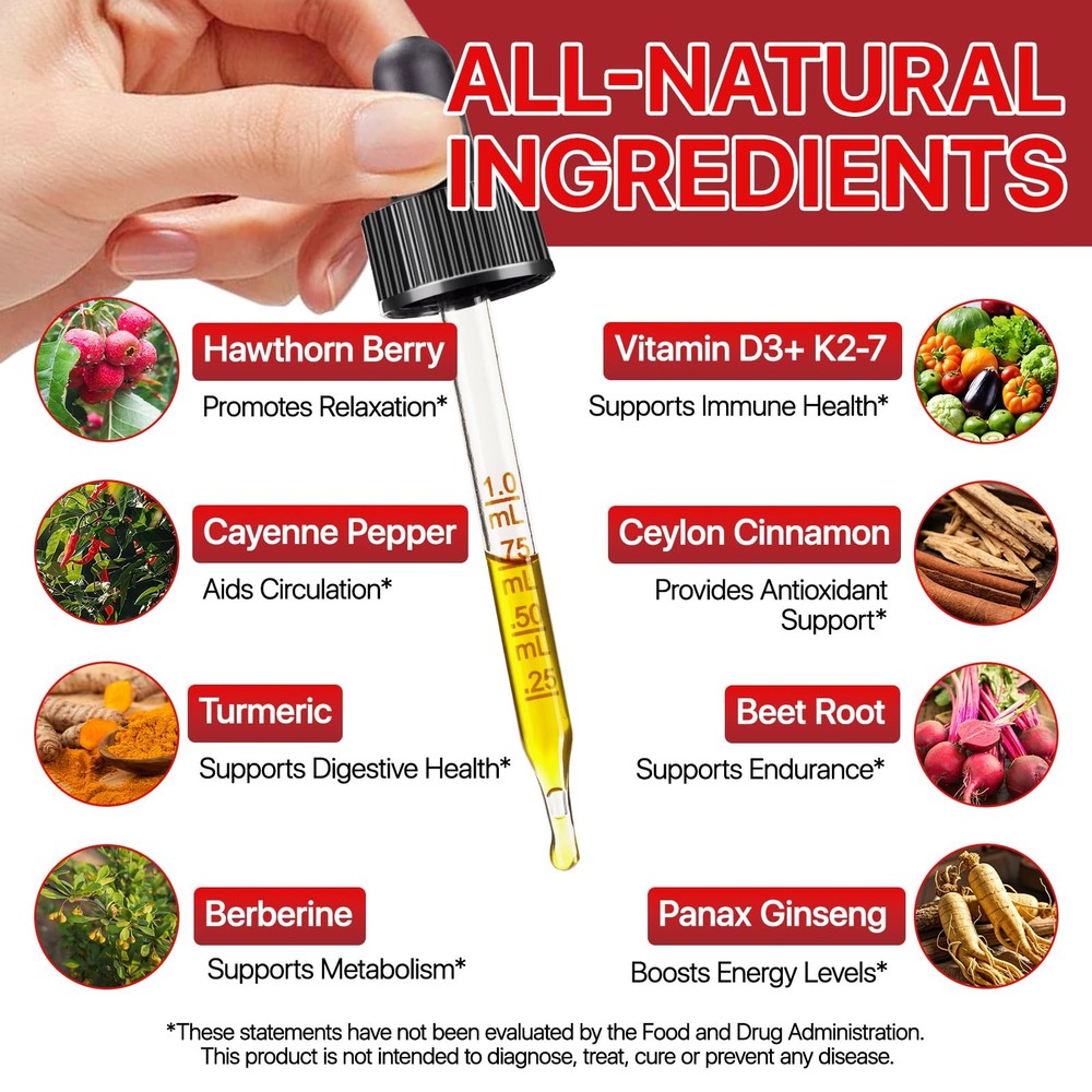 Cayenne Pepper Drops, 60ml Hawthorn Beet Root Turmeric...