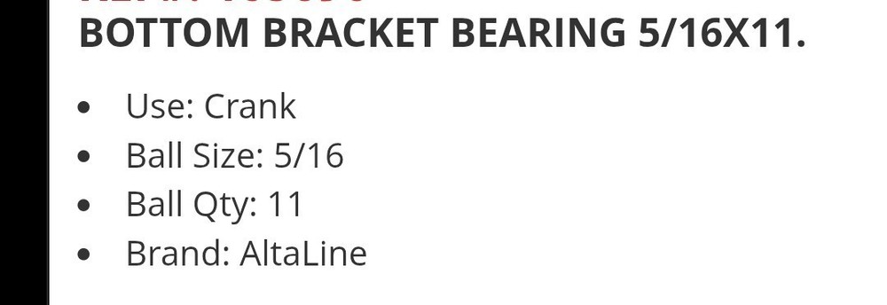 2 BICYCLE BOTTOM BRACKET BEARINGS 5/16 x 11, LOWER CRANK 1 (PAIR)