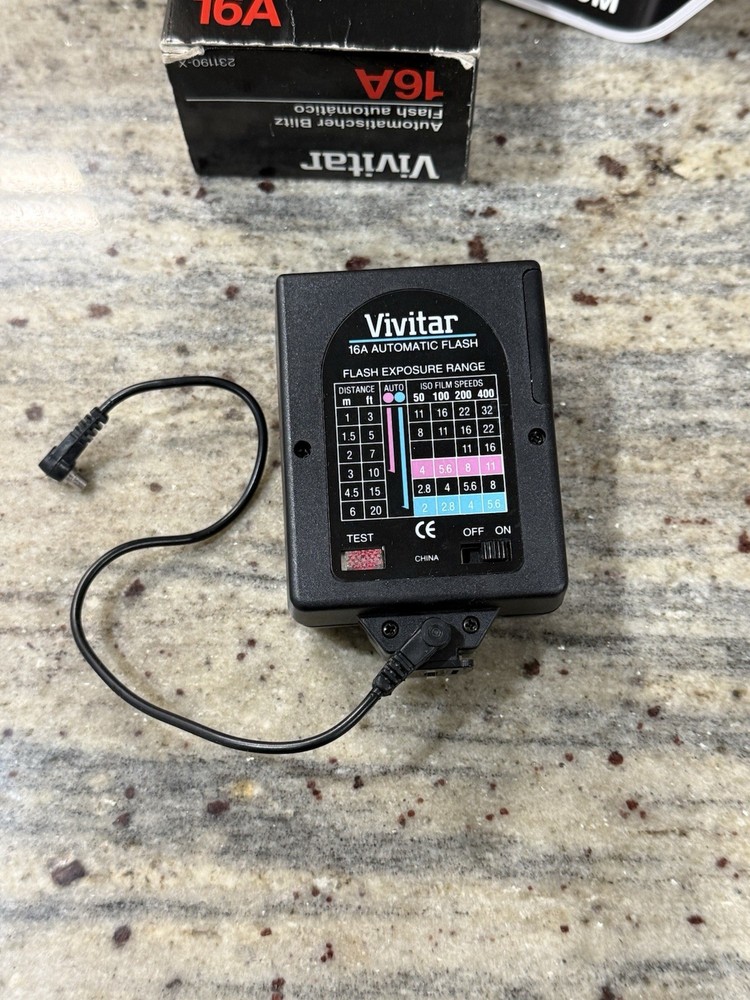 Vintage Vivitar 16A Automatic Flash With Box And Documents
