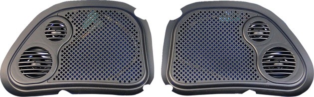 J&M Rokker Fairing Speaker Grills w/Mid-Tweeters Harley Davidson Road Glide