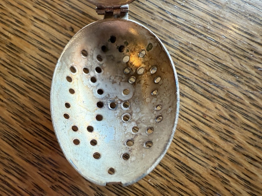 Vintage Silver Plated E&JB Tea Infuser /Spoon /Strainer Hinged Double Spoon