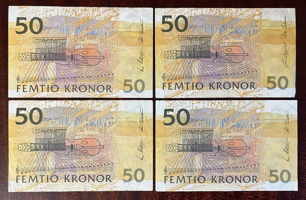 Sweden Ref D841 : 4 x 50 Swedish Kronor Banknotes