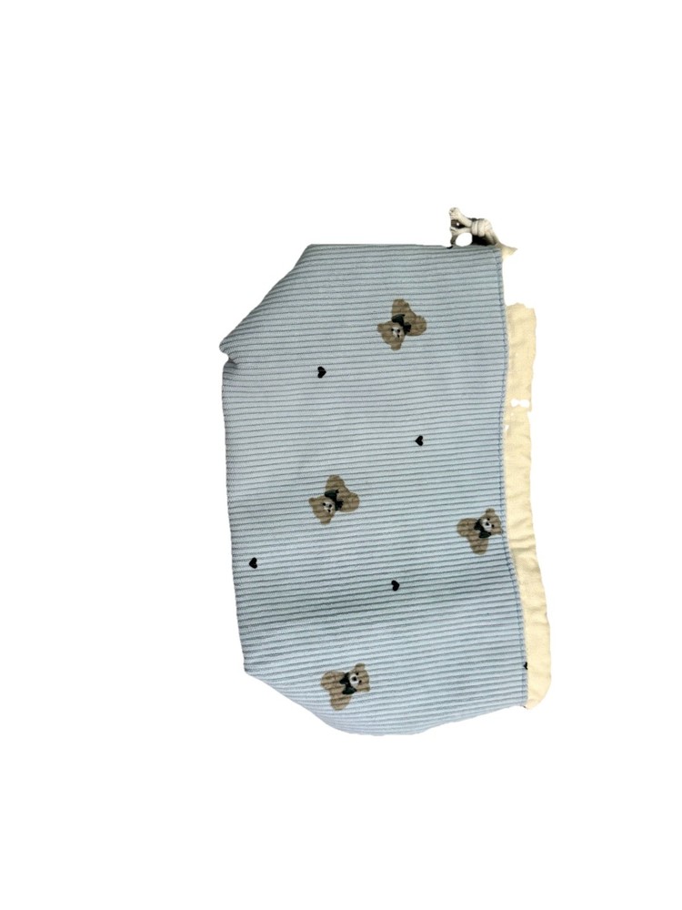 Cute Coquette Drawstring Cosmetic Bag with Canvas Lining, Bear Pattern