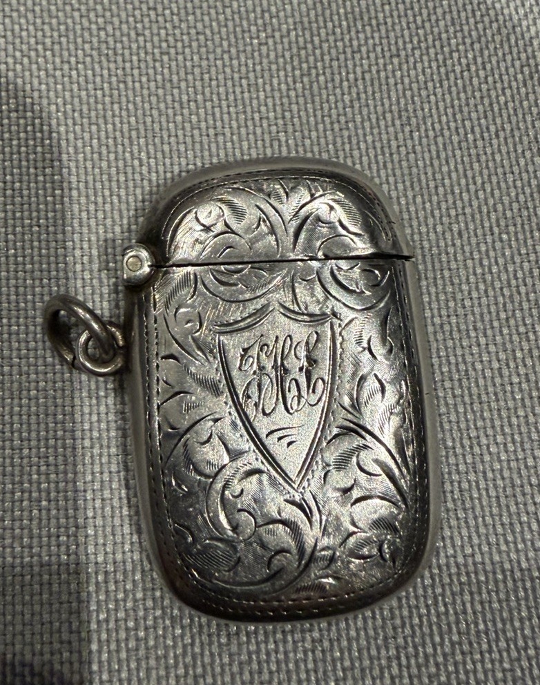 Antique Solid Silver Vesta Case, Birmingham