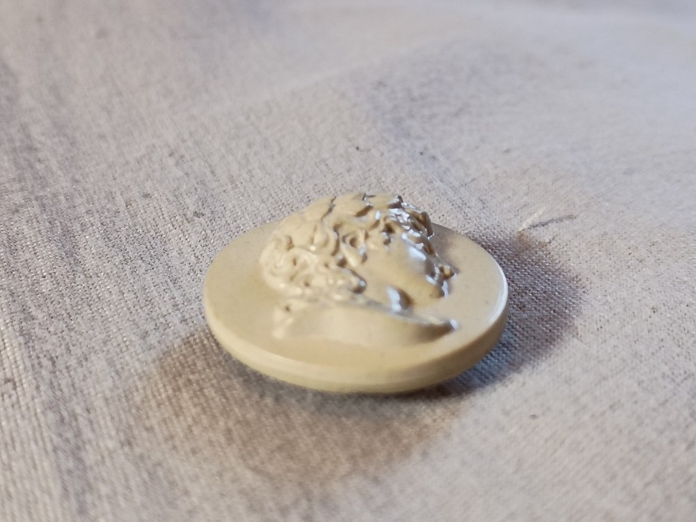 Antique Cameo Portrait Composition Button.