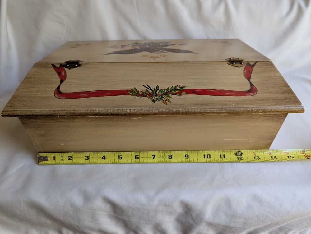 Vintage American Eagle Wooden Box Writing Lap Table Desk