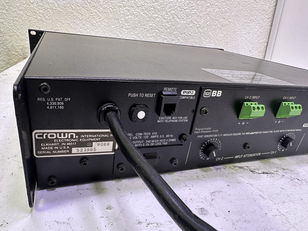 Crown Com-Tech 410 2 Channel Power Amplifier Tested