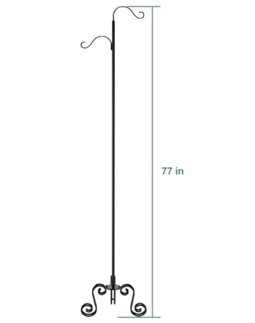 77" Shepherd's Hook Stand with Base,Freestanding Adjustable Shepherd's Hook