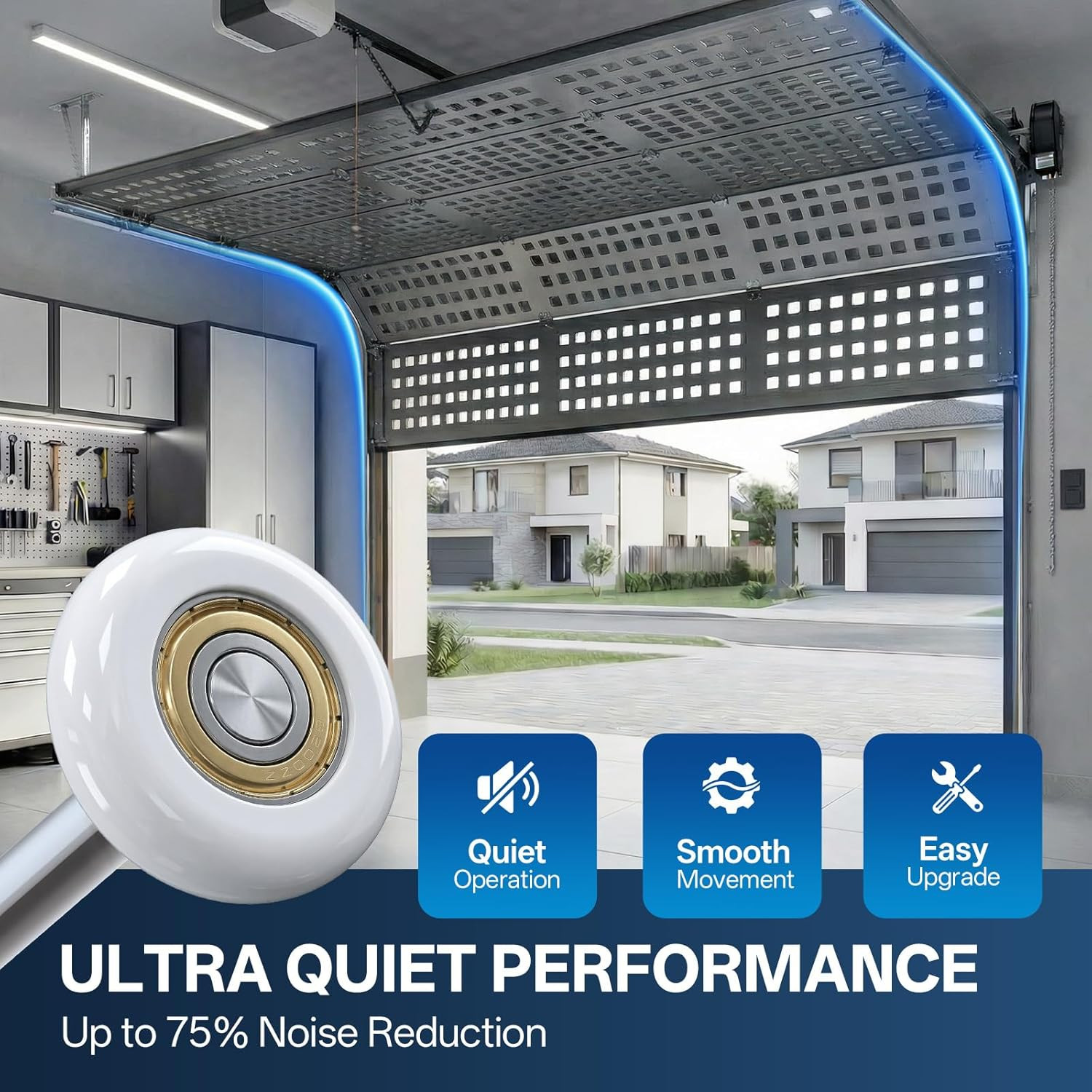 Terpheety Nylon Garage Door Rollers 10 Pack - 2" Quiet Garage Door Wheels Replac