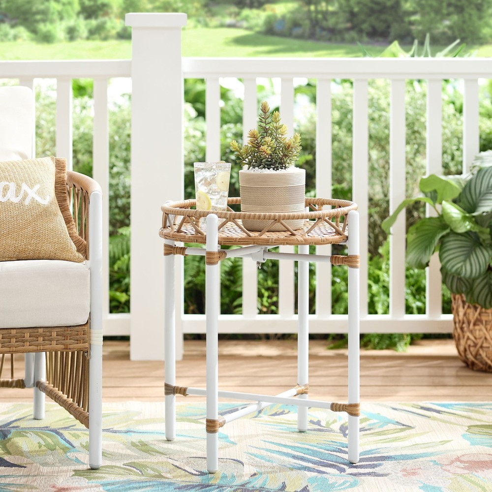 Lilah Outdoor 20" Round End Table White