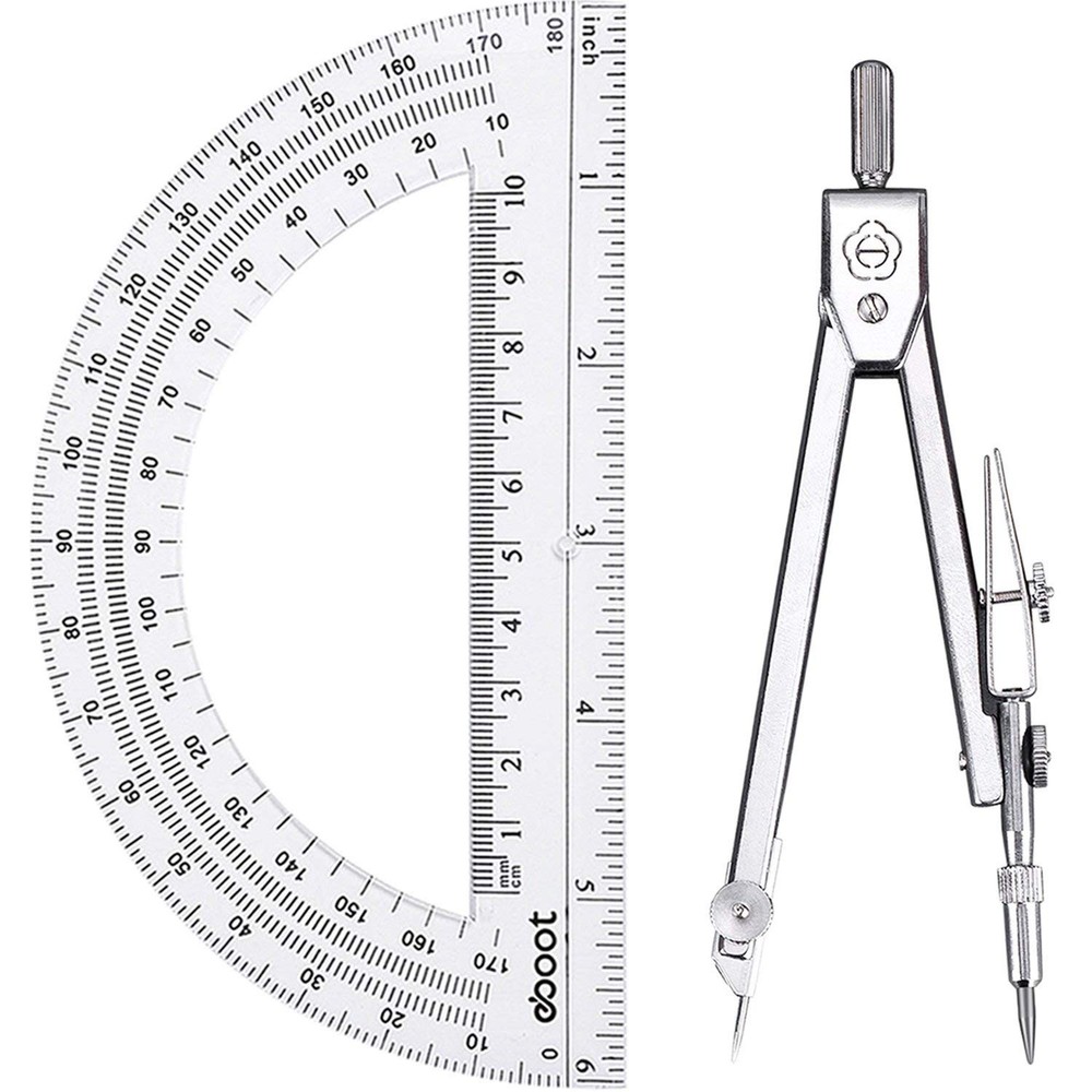 Eboot Student Geometry Math Set, Drawing Compass And 6 Inch