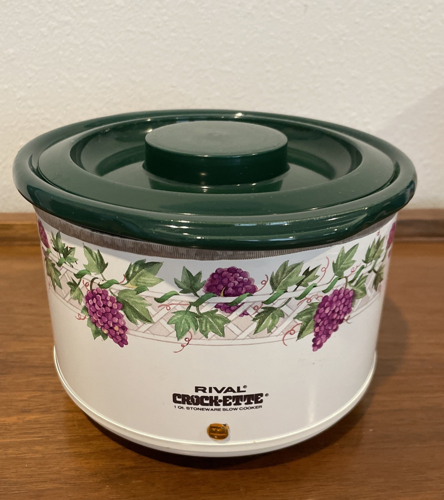 Vintage Rival Crock-Ette Grape Patterns Quart Slow-Cooker
