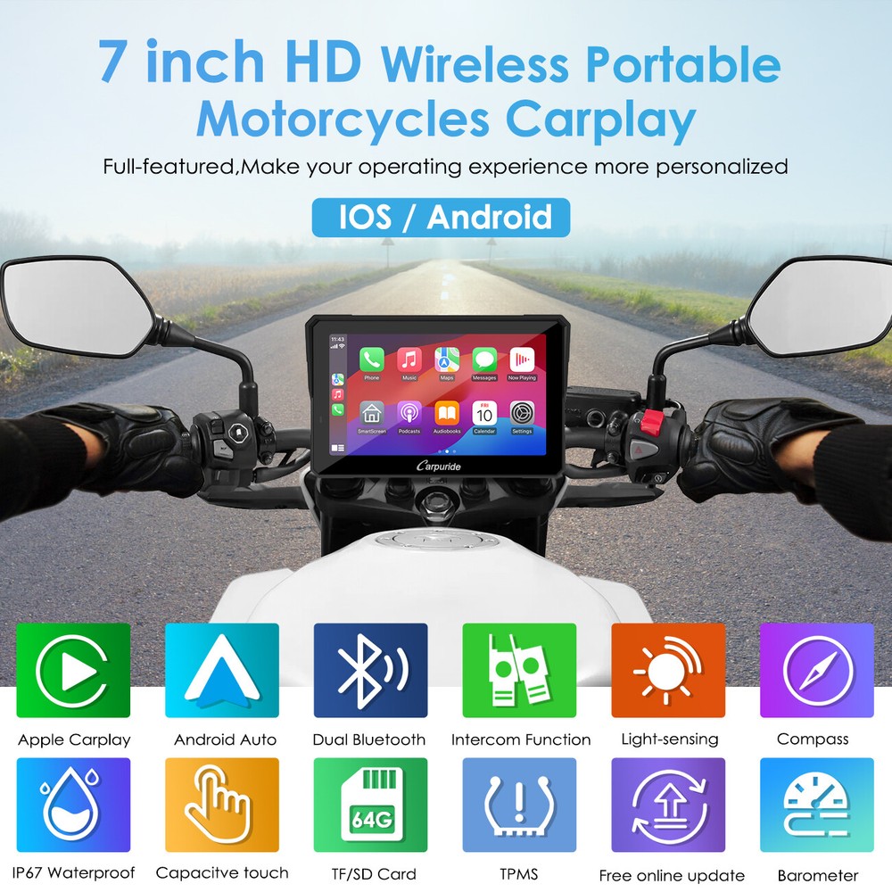 Carpuride W702Pro Wireless Carplay Android Auto Waterproof GPS with TPMS System