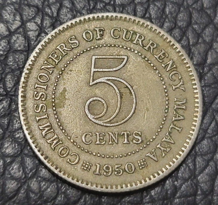 1950 Malaya 5 Cents Coin