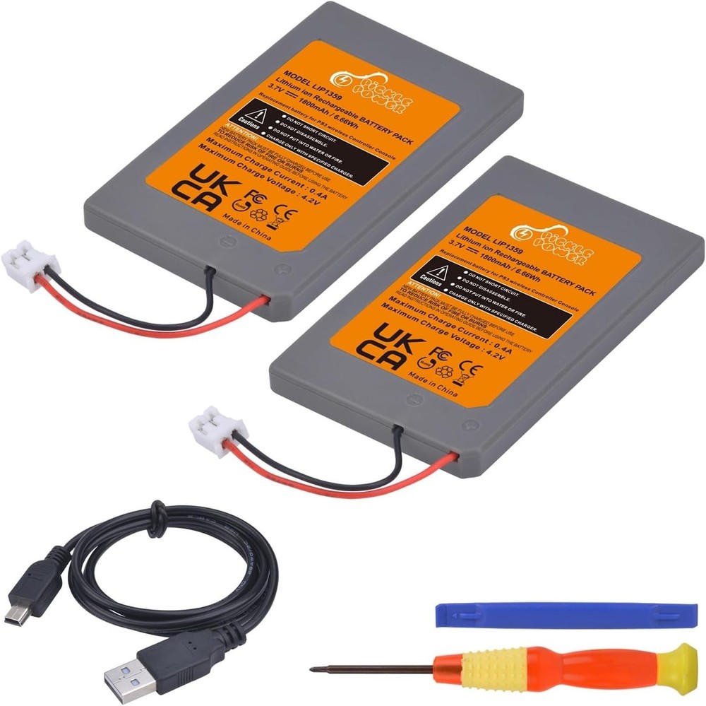 PS3 DualShock 3 Replacement Battery 2 Pack Pickle Power LIP1359 Controller