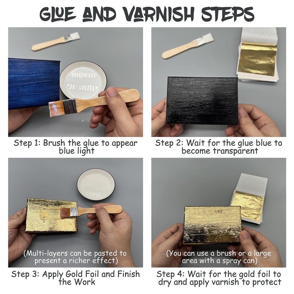 Gold Leaf Kit, Gilding Adhesive 200ml Set, Water Based Kit