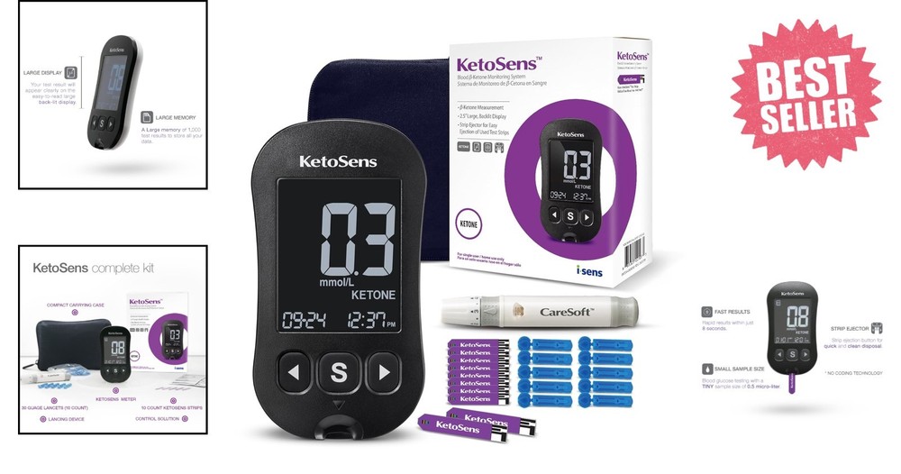 Blood Ketone Testing Meter Kit - App-Compatible & Ultra-Fast 8-Second Readings